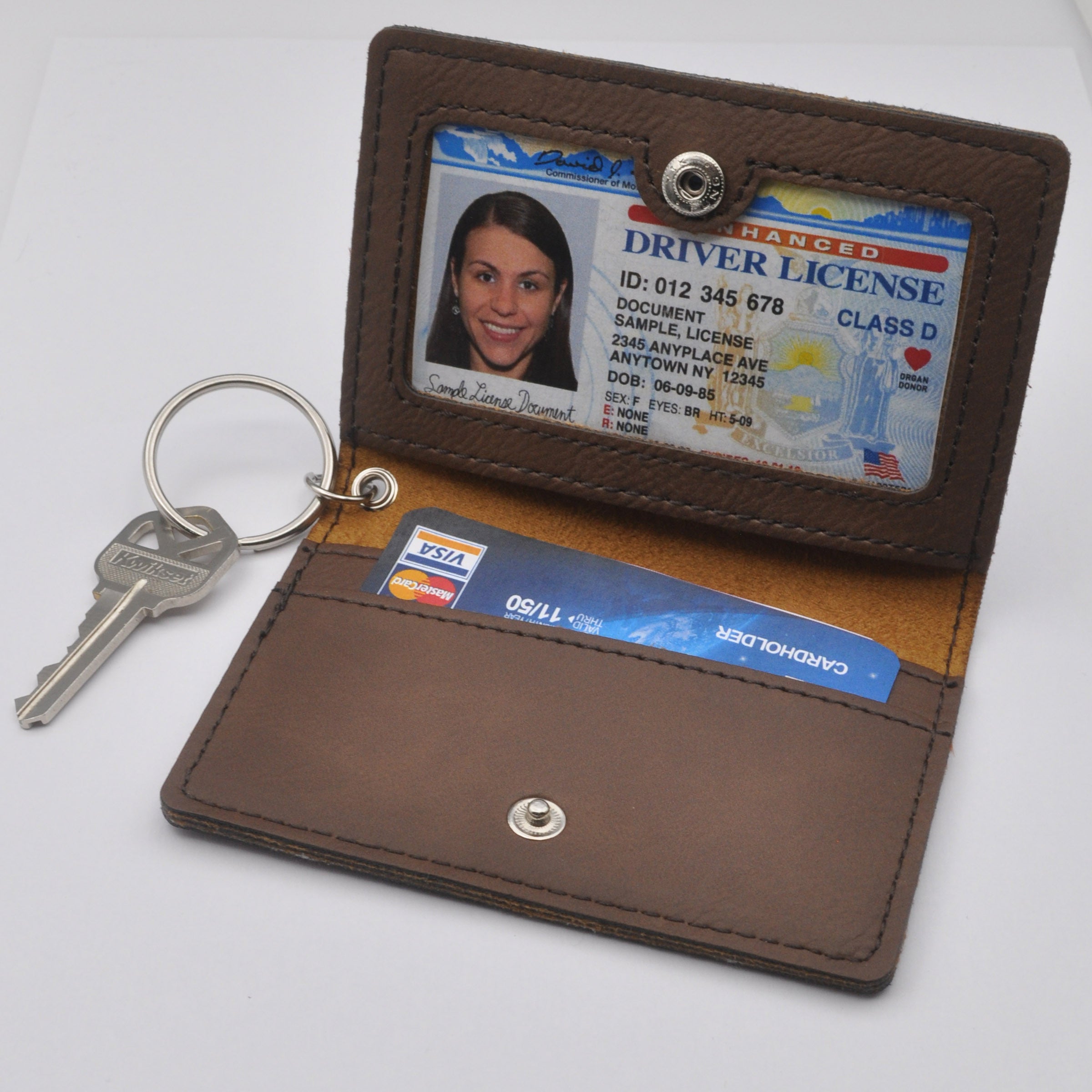 Vegan Leather ID Holder / Wallet with Keyring