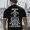 MEXICANS TO THE WAR CRY Skeleton Print Men's T-Shirt