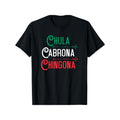 Men's Mexican cultural pride with words 'Chula Cabrona Chingona' Graphic T-Shirt - 100% Cotton black Short Sleeve Crew Neck Regular Fit Casual Wear | Soft & Breathable Fabric, Durable Print, Everyday Comfort, Machine Washable, bold and vibrant text design