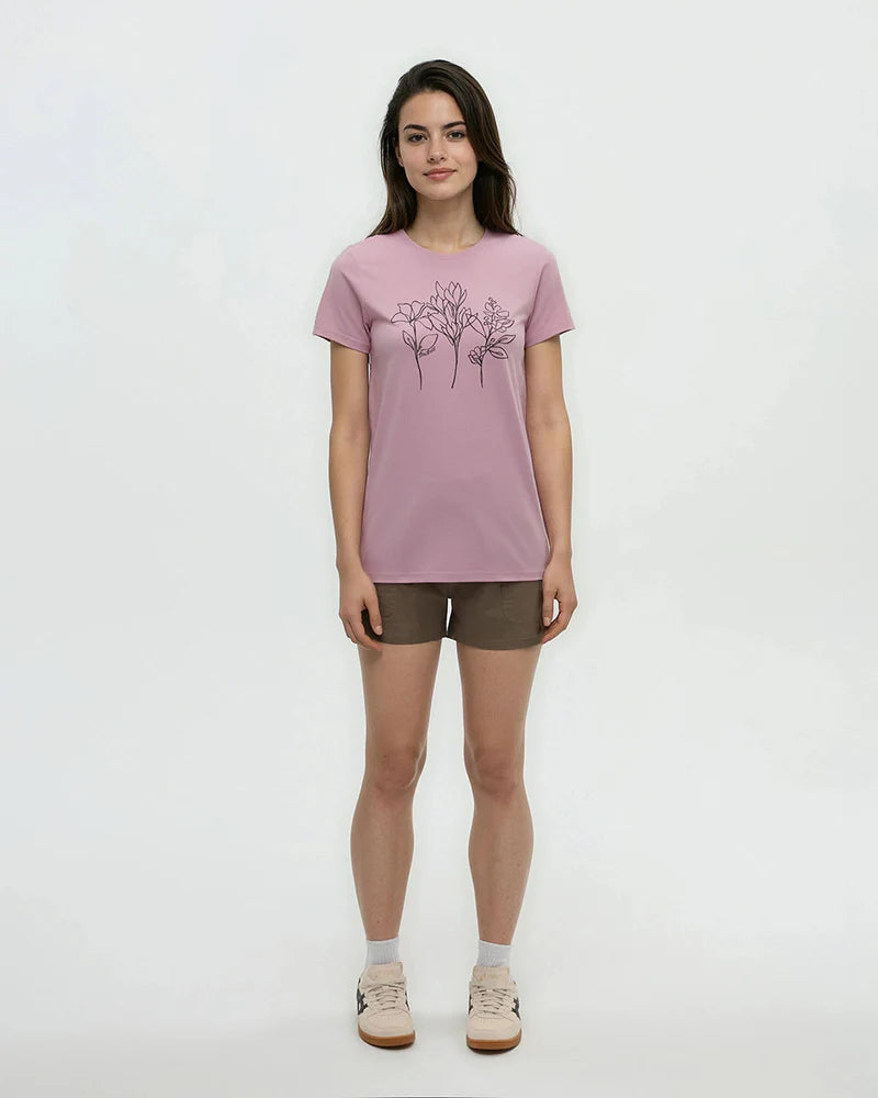Summer Flora T-Shirt Treeblend Graphic Crew Neck T-Shirt