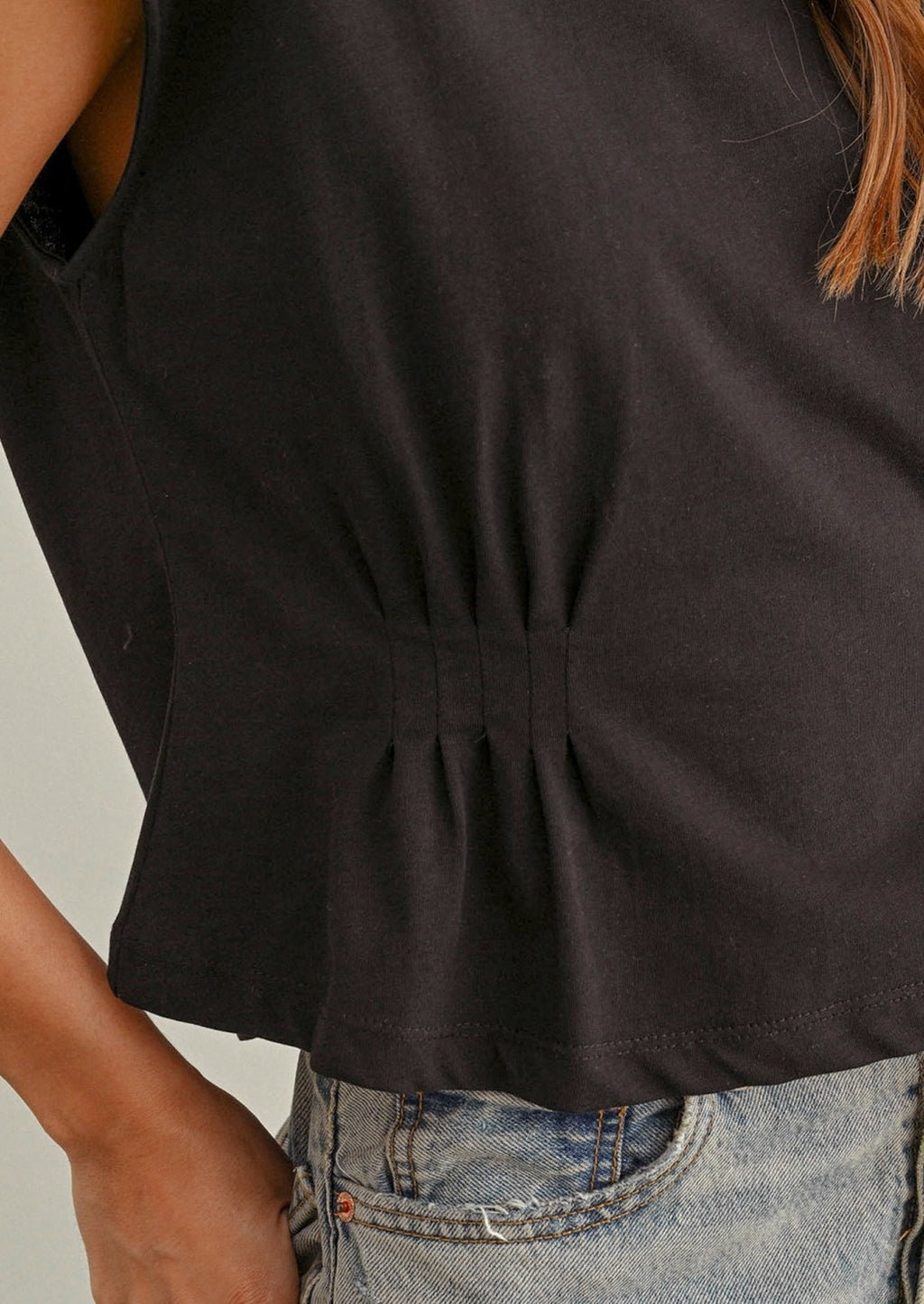 Pintucked Cotton Tee