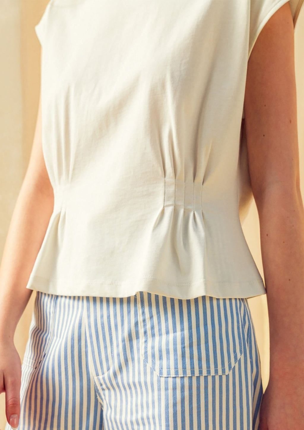 Pintucked Cotton Tee