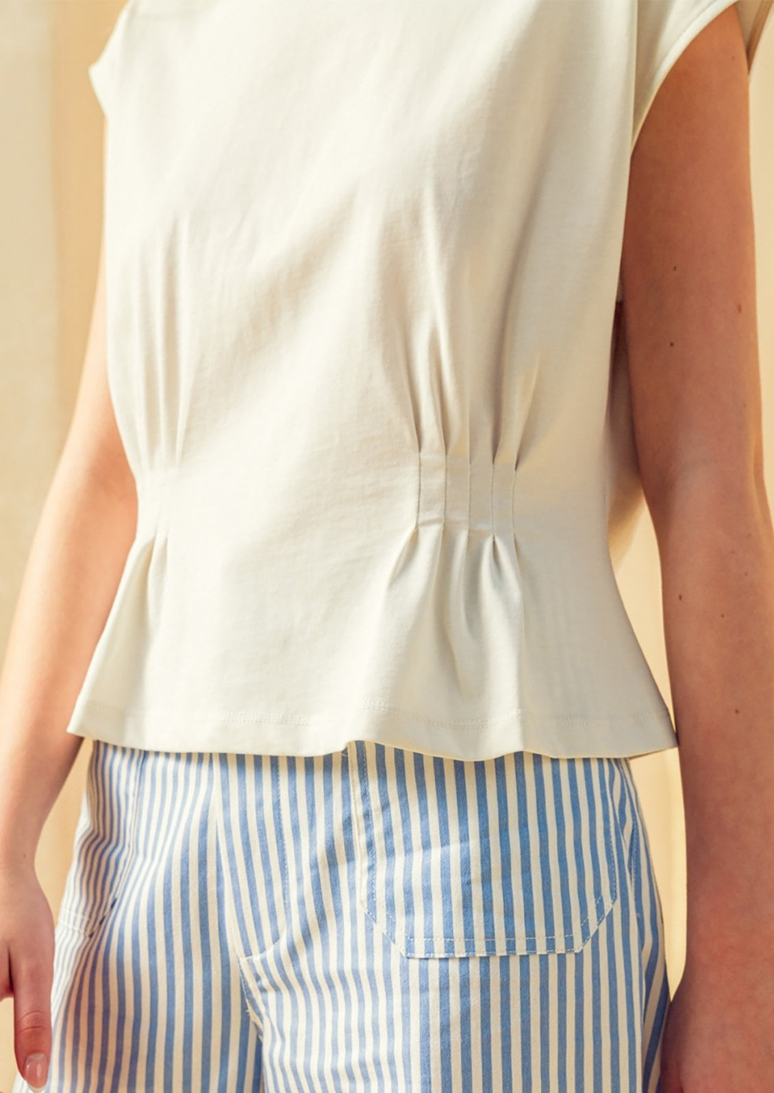 Pintucked Cotton Tee
