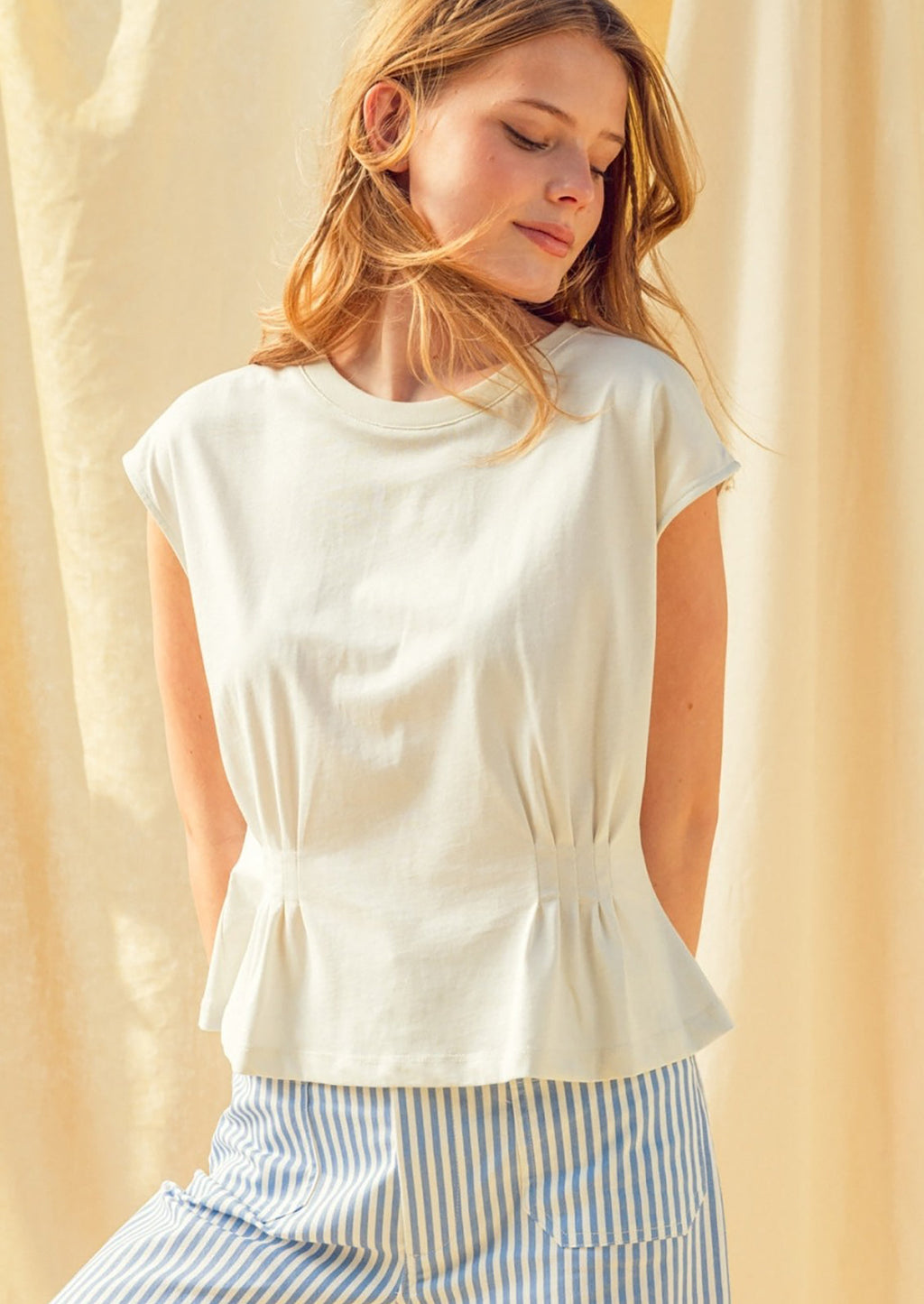 Pintucked Cotton Tee