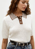 Leclair Perforated Polo Top