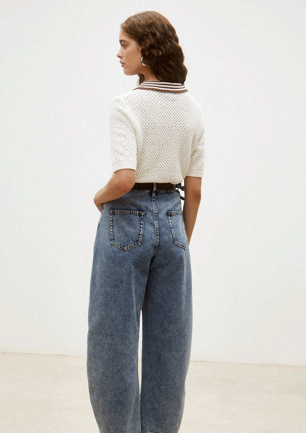 Leclair Perforated Polo Top