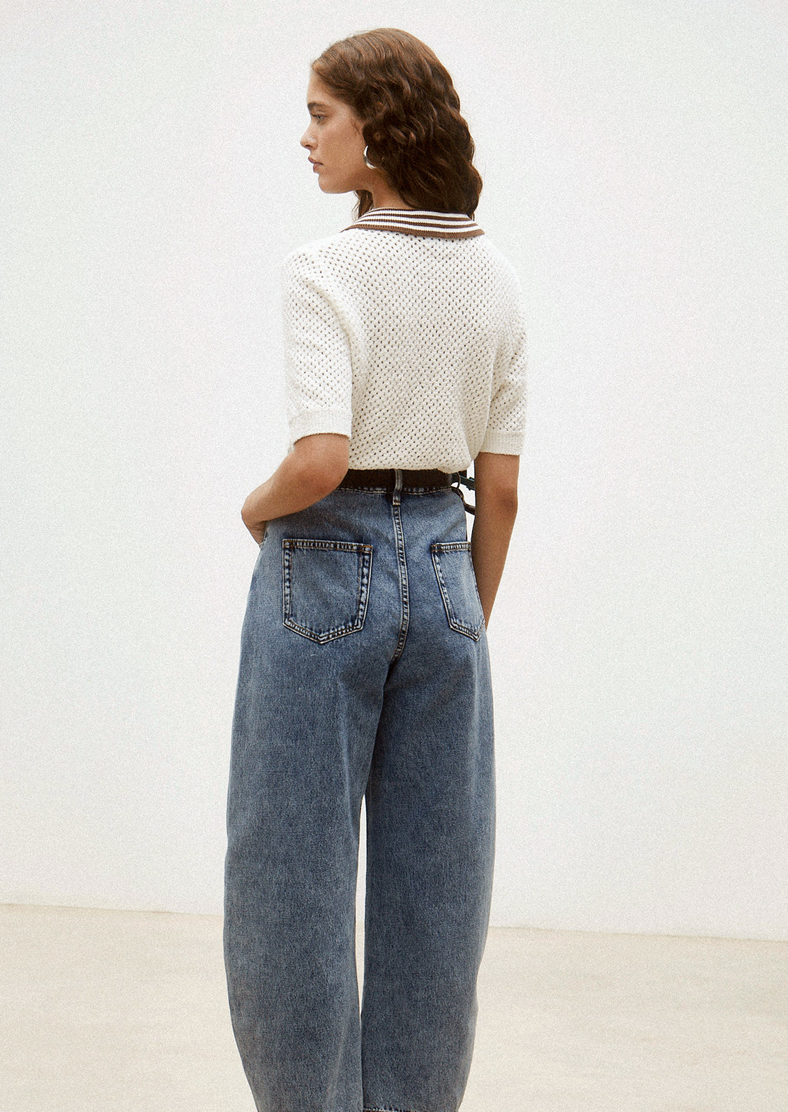 Leclair Perforated Polo Top